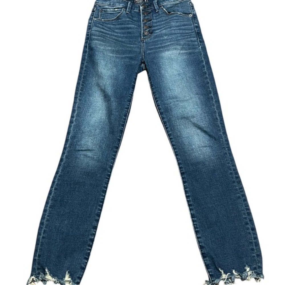 Abercombie & Fitch Simone High Rise Ankle Blue Jeans Raw Hem Size 25